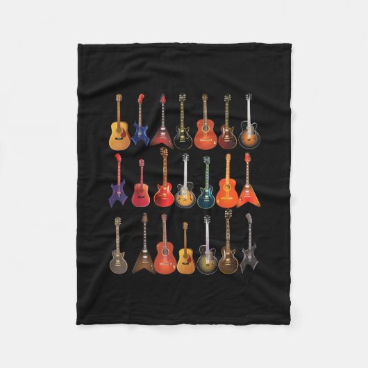 Couverture Polaire Cute Guitare Rock Et Roulez Instruments De Musique (Devant)