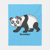 Couverture Polaire Cute happy panda bear with flower cartoon (Devant)