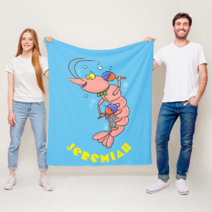 Couverture Polaire Cute happy shrimp, dessin animé de crevettes