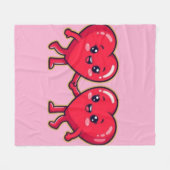 Couverture Polaire Cute Heart Characters Holding Hands (Devant (Horizontal))