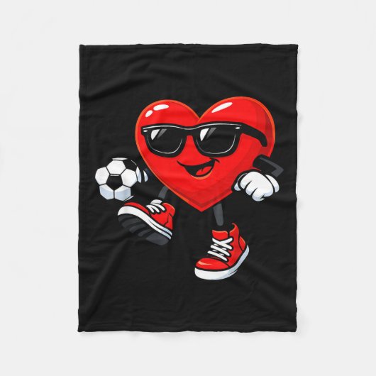 Couverture Polaire Cute Heart Playing Soccer Valentines Day Soccer Bo (Devant)