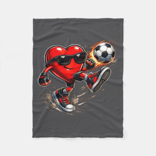Couverture Polaire Cute Heart Playing Soccer Valentines Day Soccer Bo (Devant)
