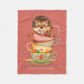 Couverture Polaire Cute Hedgehog Teacups Pink Toddler bébé (Devant)