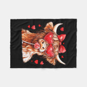 Couverture Polaire Cute Highland Cow Candy Cane Heart Valentines Day  (Devant (Horizontal))