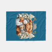 Couverture Polaire Cute Highland Cow With Snowman Hot Cocoa Christmas (Devant (Horizontal))