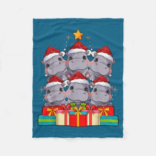 Couverture Polaire Cute Hip Le Hiptamus Christmas Tree Xmas Hat (Devant)