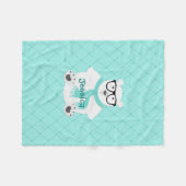Couverture Polaire Cute Hipster Polar Bear Turquoise Faux Quilt Nom (Devant (Horizontal))