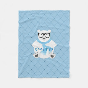 Couverture Polaire Cute Hipster Polar Bleu Ours Personnalisé