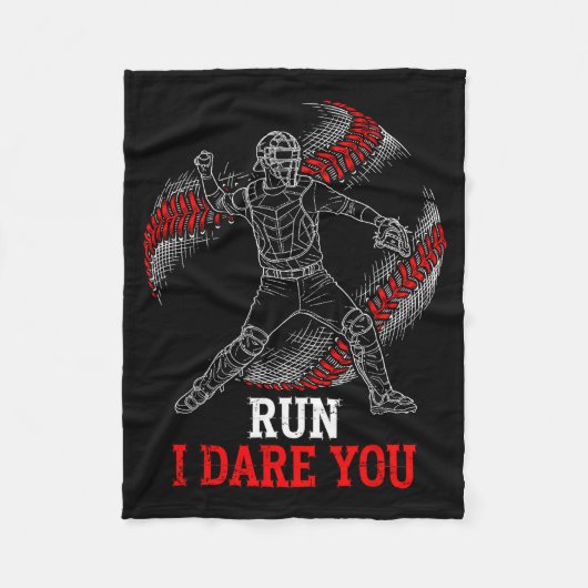 Couverture Polaire Cute I Run You Dare Baseball Players Catcher Fans (Devant)