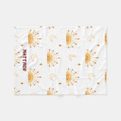 Couverture Polaire Cute jaune Boho Celestial Motif sans joint (Devant (Horizontal))