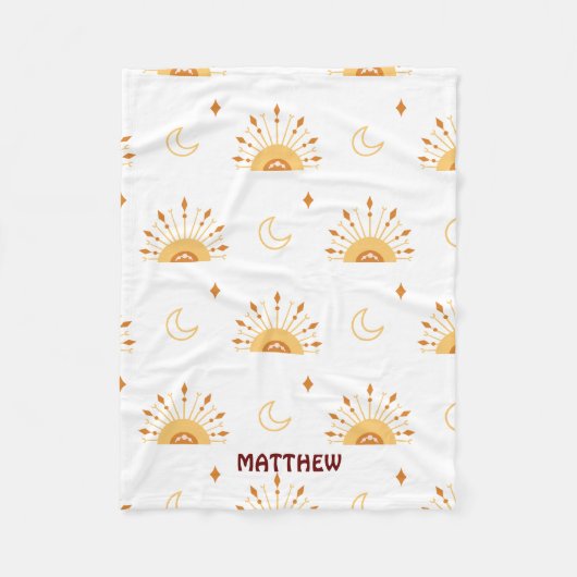 Couverture Polaire Cute jaune Boho Celestial Motif sans joint (Devant)