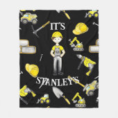 Couverture Polaire Cute Jaune Construction Camion Dépouille Toison Bl (Devant)