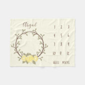 Couverture Polaire Cute Jaune Floral Wreath Baby Milestone (Devant (Horizontal))