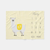 Couverture Polaire Cute jaune Llama Polka Dot Baby Milestone (Devant (Horizontal))