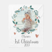 Couverture Polaire Cute | Jolie couronne | Photo Baby First Christmas (Devant)