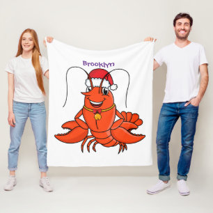 Couverture Polaire Cute joyeux homard portant le dessin du casquette