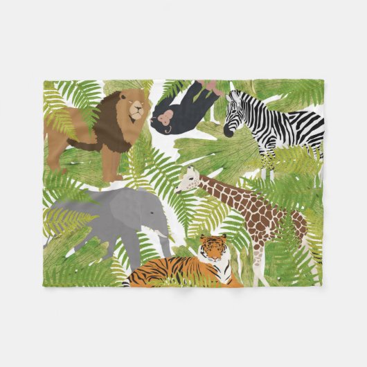 Couverture Polaire Cute Jungle Animaux Safari Garçon | Fille (Devant (Horizontal))