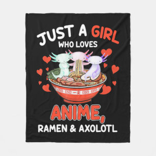 Couverture Polaire Cute Kawaii Anime Axolotl Japonais Ramen nouilles