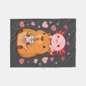 Couverture Polaire Cute Kawaii Axolotl Capybara Bubble Tea Boys Girls (Devant (Horizontal))