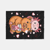Couverture Polaire Cute Kawaii Axolotl Capybara Bubble Tea Boys Girls (Devant (Horizontal))