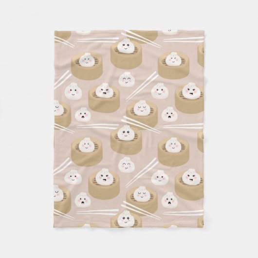Couverture Polaire Cute Kawaii Dumplings Baguettes en vapeur (Devant)