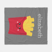 Couverture Polaire Cute Kawaii Fries françaises avec nom personnalisé (Devant (Horizontal))