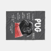 Couverture Polaire Cute Kawaii Funny Black Pug Dog Rules Men Women Ki (Devant (Horizontal))