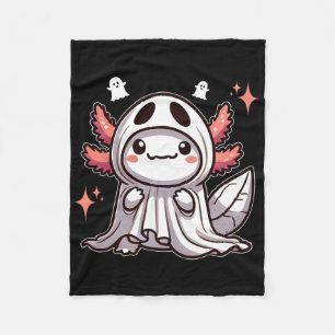 Couverture Polaire Cute Kawaii Halloween Ghost Axolotl