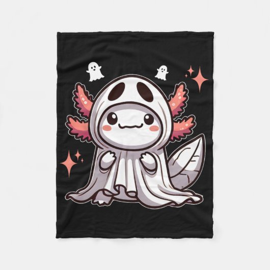Couverture Polaire Cute Kawaii Halloween Ghost Axolotl (Devant)