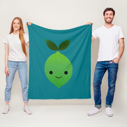 Couverture Polaire Cute Kawaii Lime (En situation)