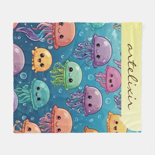 Couverture Polaire Cute Kawaii méduse (Devant (Horizontal))