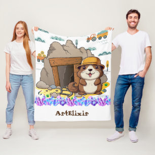Couverture Polaire Cute Kawaii Miner Animal Gopher Moderne Imprimer