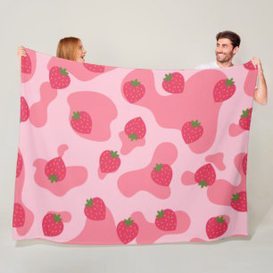 Couverture Polaire Cute Kawaii Motif de la vache fraise