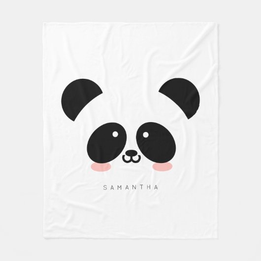 Couverture Polaire Cute Kawaii Panda| Ajouter votre nom (Devant)
