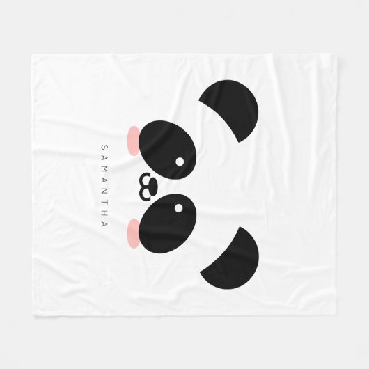 Couverture Polaire Cute Kawaii Panda| Ajouter votre nom (Devant (Horizontal))