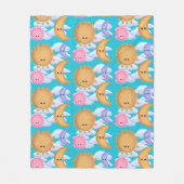 Couverture Polaire Cute Kawaii Sun Moon Cloud Gold Blue Pink (Devant)
