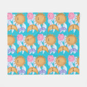 Couverture Polaire Cute Kawaii Sun Moon Cloud Gold Blue Pink (Devant (Horizontal))