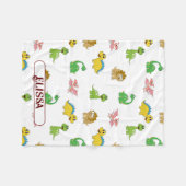 Couverture Polaire Cute Kids Dinosaur Animal Motif Aquarelle Nom (Devant (Horizontal))