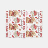 Couverture Polaire Cute Kid's Teddy Bear I Love You Valentine (Devant (Horizontal))