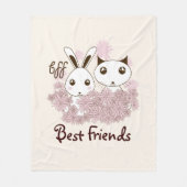 Couverture Polaire Cute Kitten et Bunny amis animaux enfants filles (Devant)