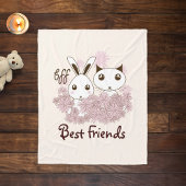 Couverture Polaire Cute Kitten et Bunny amis animaux enfants filles
