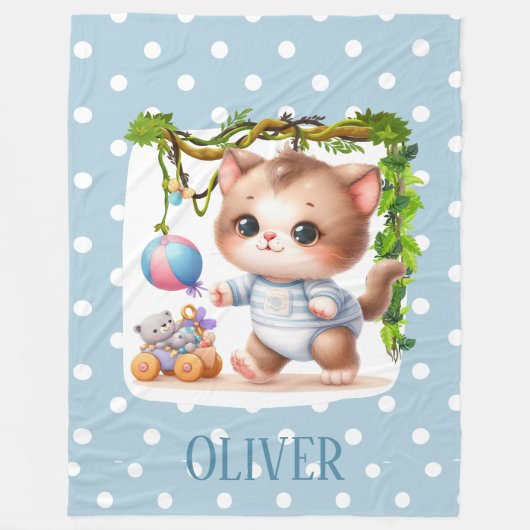 Couverture Polaire Cute Kitten Polka Point Élégant (Devant)