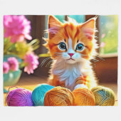 Couverture Polaire Cute Kitten Yarn (Devant (Horizontal))