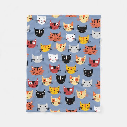 Couverture Polaire Cute Kitty Chat Bleu (Devant)