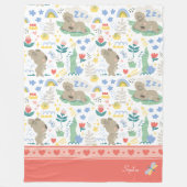 Couverture Polaire Cute Koala Motif avec petit nom de fille en rose (Devant)