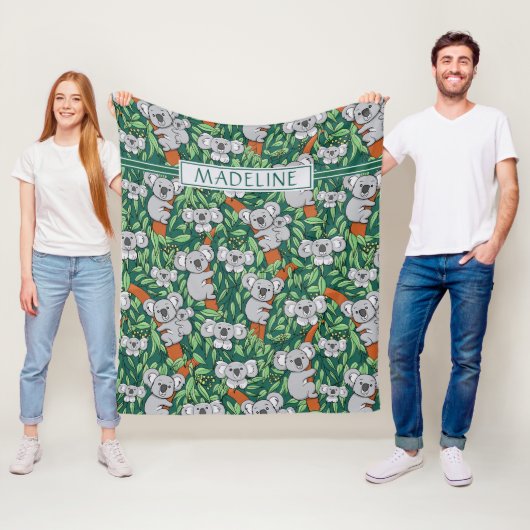 Couverture Polaire Cute Koala Motif Personnalisé Hunter Green (En situation)