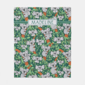 Couverture Polaire Cute Koala Motif Personnalisé Hunter Green (Devant)