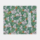 Couverture Polaire Cute Koala Motif Personnalisé Hunter Green (Devant (Horizontal))