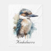 Couverture Polaire Cute Kookaburra sur une branche, personnalisé (Devant)