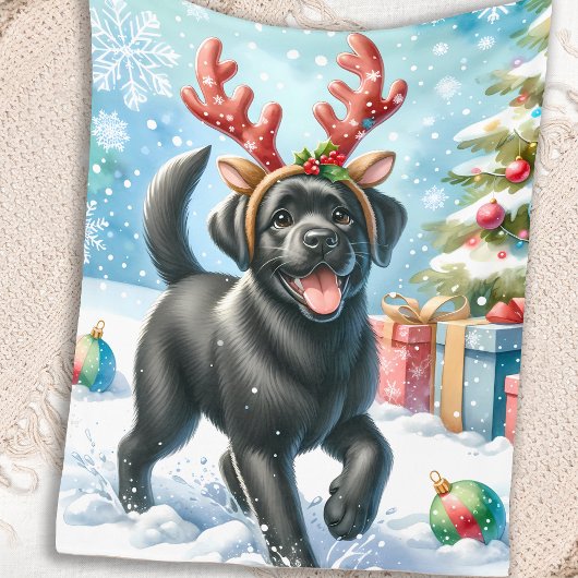 Couverture Polaire Cute Labrador chiot Noël Amoureux des chiens de No
